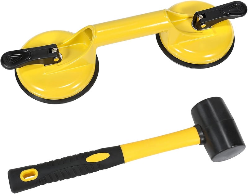 Genubi Industry Floor Gap Fixer Tool for Laminate Floor Gap Repair Plank Grabber Includes Heavy Duty Aluminum Suction Cup and Fiberglass Handle Rubber Mallet (Can't Use on Scraped Surface Floor) - Image 1